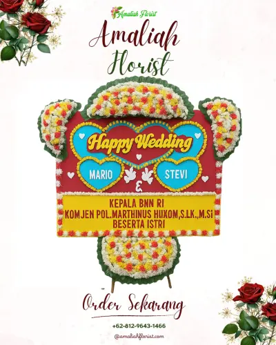 Karangan Papan Bunga Pernikahan di Naioni